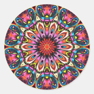 Sticker Rond Bold Buzz Kaleidoscope Mandala