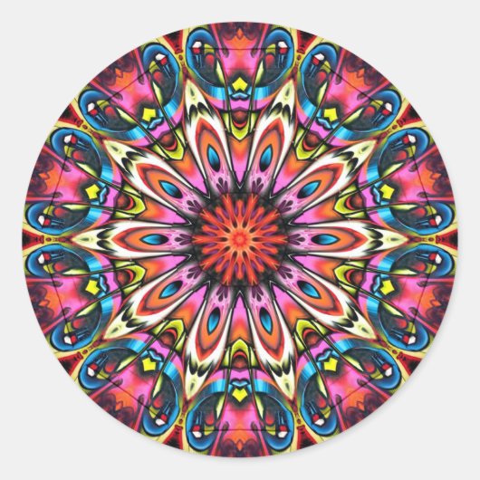 Sticker Rond Bold Buzz Kaleidoscope Mandala (Devant)
