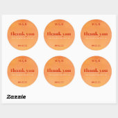 Sticker Rond Bold Chic Orange Sunset Monogram Thank You Wedding (Feuille)