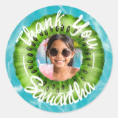 Sticker Rond Bold Green Pool Party Thank You (Devant)