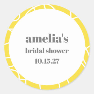 Sticker Rond Bold Jaune Abstrait Art en Ligne Personnalisé Brid