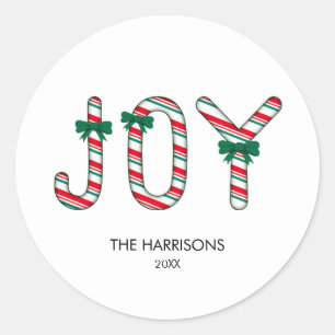 Sticker Rond Bold JOY Christmas Candy