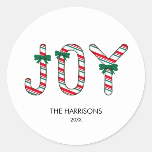 Sticker Rond Bold JOY Christmas Candy (Devant)