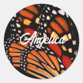 Sticker Rond bold monarch butterfly wing pattern personalize (Devant)