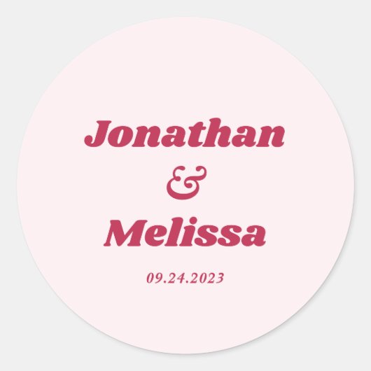 Sticker Rond Bold Retro Chic Viva Magenta et Mariage rose (Devant)