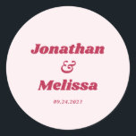 Sticker Rond Bold Retro Chic Viva Magenta et Mariage rose<br><div class="desc">Gras Retro Chic Viva Magenta et Sticker rond Mariage classique rose.</div>