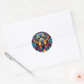 Sticker Rond Bold Rottweiler Dog Vibrant (Enveloppe)