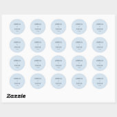 Sticker Rond Bold Soft Blue Modern Wedding Names Date Custom (Feuille)