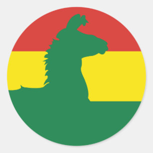 Sticker Rond Bolivie Drapeau animal national Llama Alpaca Boliv