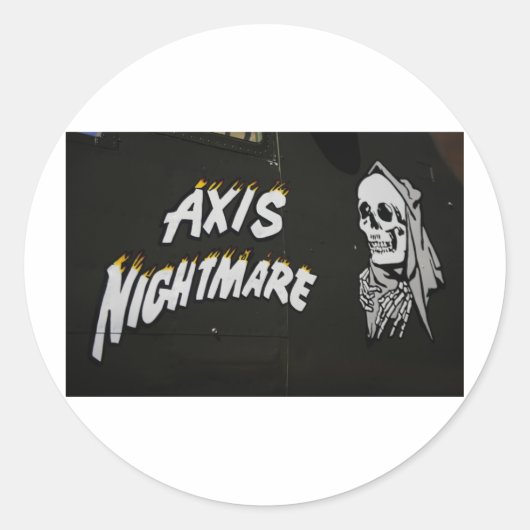 Sticker Rond Bombardier de "CAUCHEMAR d'AXE" d'art de nez (Devant)
