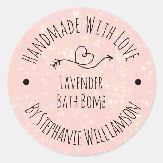 Sticker Rond Bombe à savon artisanale | Parties scintillant ros (Devant)