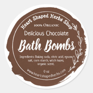 Sticker Rond Bombe de bain au chocolat Peinture à l'aquarelle B