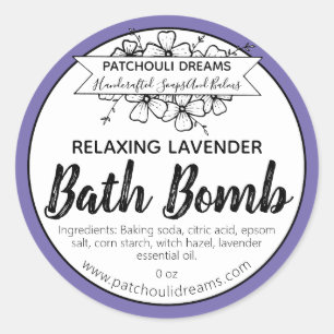 Sticker Rond Bombe De Bain Lavande Violette Parfumée