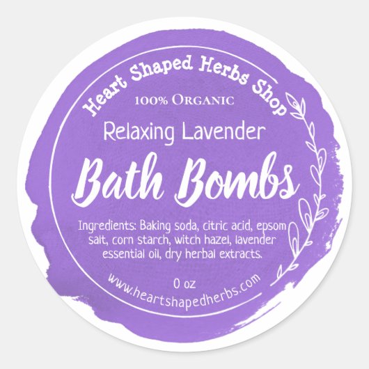 Sticker Rond Bombe de bain violet à l'aquarelle (Devant)