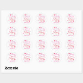 Sticker Rond Bombe rose personnalisée Cute Valentine (Feuille)