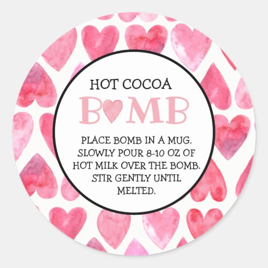 Sticker Rond Bombe Valentine Hot Chocolate Bomb (Devant)