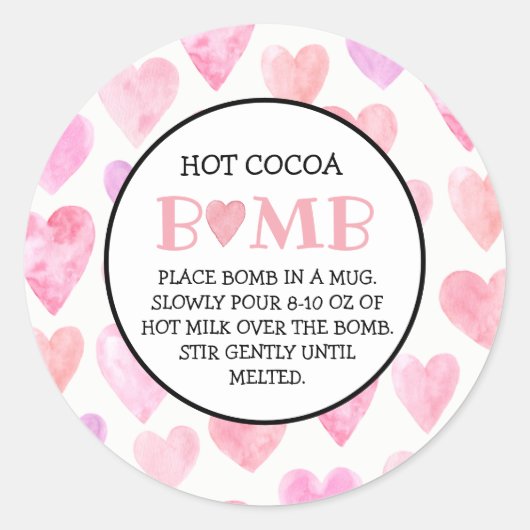 Sticker Rond Bombe Valentine Hot Chocolate Bomb (Devant)