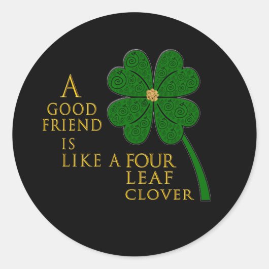 Sticker Rond Bon Ami Comme Un Clover À 4 Feuilles (Devant)