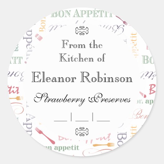 Sticker Rond Bon Appetit Motif classique (Devant)
