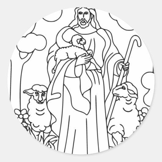 Sticker Rond Bon berger Jésus (Devant)