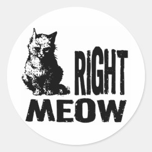 Sticker Rond Bon MEOW ! Kitty mauvais drôle