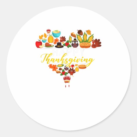 Sticker Rond Bon thanksgiving Amour Coeur Thanksgiving (Devant)