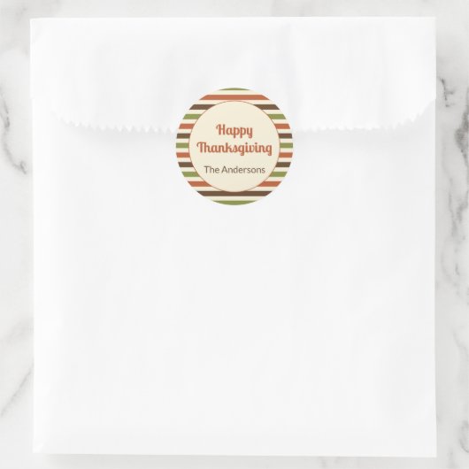 Sticker Rond Bon thanksgiving Automne Couleurs Rayures (Sac)