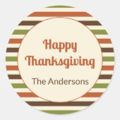 Sticker Rond Bon thanksgiving Automne Couleurs Rayures (Devant)