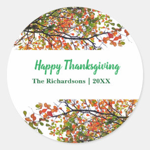 Sticker Rond Bon thanksgiving Automne Écoulement