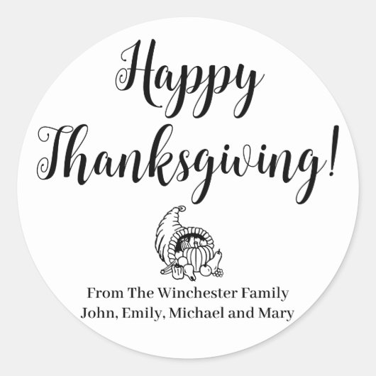 Sticker Rond Bon thanksgiving automne récolte texte du script p (Devant)