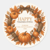 Sticker Rond Bon thanksgiving Automne Wreath Corporate (Devant)