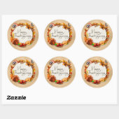 Sticker Rond Bon thanksgiving Autumn Leaf Wreath Animaux (Feuille)