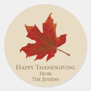 Sticker Rond Bon thanksgiving beige et Brown orange fait sur