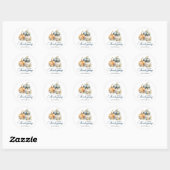 Sticker Rond Bon thanksgiving Blue Orange Gold Citrouilles (Feuille)