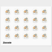 Sticker Rond Bon thanksgiving Blue Orange Gold Citrouilles (Feuille)