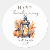 Sticker Rond Bon thanksgiving boho citrouille lanterne (Devant)