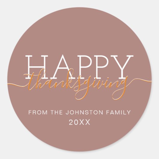 Sticker Rond Bon thanksgiving brun clair (Devant)