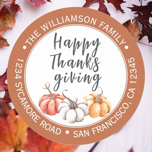 Sticker Rond Bon thanksgiving Burnt Orange Adresse de retour
