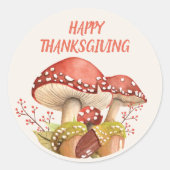 Sticker Rond Bon thanksgiving Champignons rouges Automne automn (Devant)