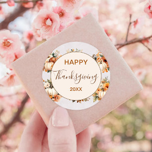 Sticker Rond Bon thanksgiving Citrouille d'automne
