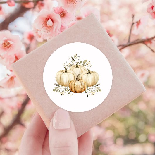 Sticker Rond Bon thanksgiving Citrouille d'automne