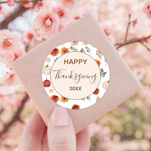 Sticker Rond Bon thanksgiving Citrouille d'automne