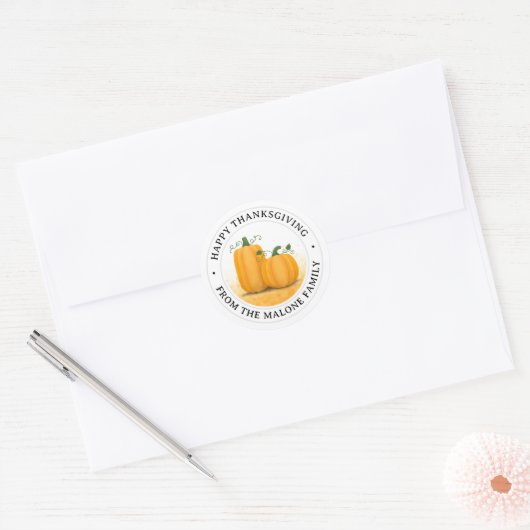 Sticker Rond Bon thanksgiving citrouille moisson d'automne Clas (Enveloppe)