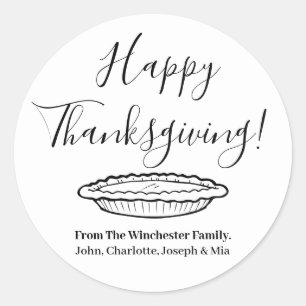 Sticker Rond Bon thanksgiving citrouille pie personnalisé scrip