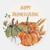 Sticker Rond Bon thanksgiving Citrouille vert orange blanc (Devant)