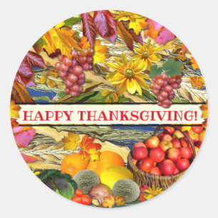 Sticker Rond Bon thanksgiving coloré automne produit