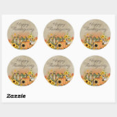 Sticker Rond Bon thanksgiving de clôture citrouille Sunflowers  (Feuille)