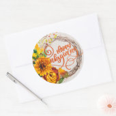 Sticker Rond Bon thanksgiving de couronne de tournesol (Enveloppe)