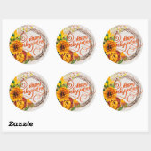 Sticker Rond Bon thanksgiving de couronne de tournesol (Feuille)