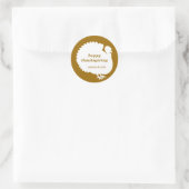 Sticker Rond bon thanksgiving de dinde blanche Brown sur mesure (Sac)